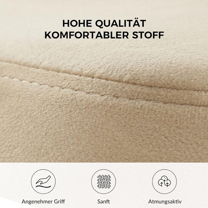 Набір з 2-х стільців для обідньої зони HULALA HOME, стільці до туалетного столика, зручні кухонні стільці з дерев'яними ніжками, висота сидіння 46 см, для вітальні, спальні та обідньої зони, бежевий (2 шт.)