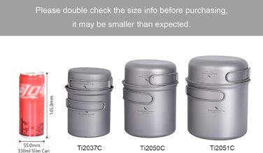 Набір кухонного посуду iBasingo для кемпінгу: титановий посуд з відкидним ручками, 1500 мл каструля та 500 мл сковорода, ідеальний для туризму та пікніків