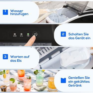 Машина для приготування кубиків льоду / Дозатор кубиків льоду / Пристрій для приготування кубиків льоду, 29,4 см x 22,2 см x 29 см, Чорний