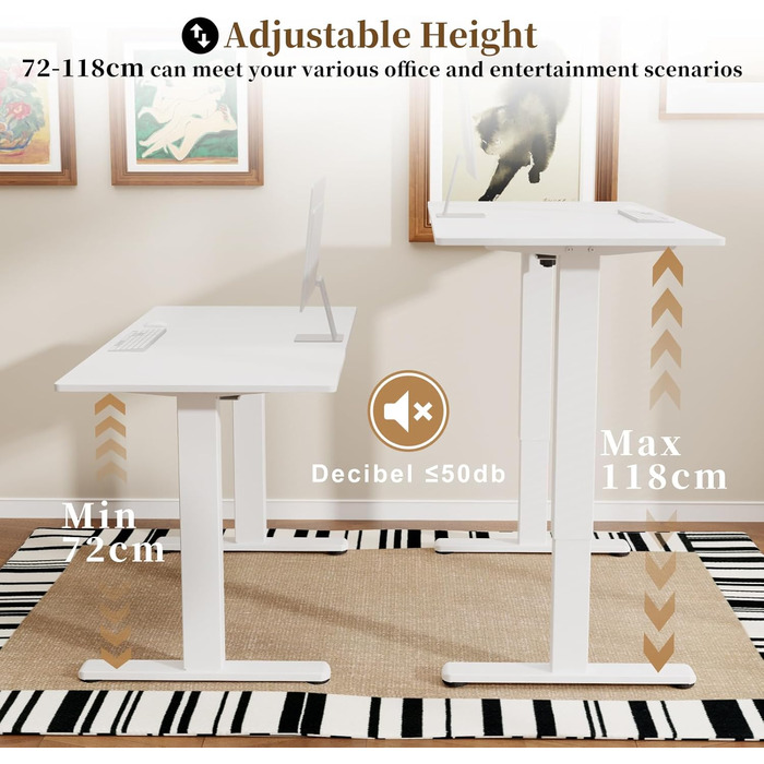 Електричний підйомний механізм для столу 2-рівневий з пам'яттю, регулювання висоти, ніжки для столу (Білий)