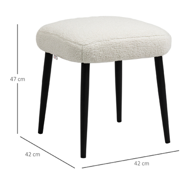 Табурет для макіяжу HOMCOM Footstool Square Ottoman Cashmere Look зі сталевими ніжками для вітальні Спальні кремовий 42x42x47см