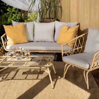 Комплект садових меблів Di Volio Teramo DV-052GF, техноротанг, бежевий, 4 предмети