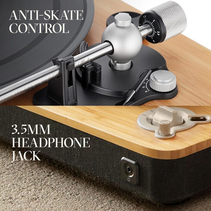 Вініловий програвач House of Marley Stir It Up Wireless Bluetooth, екологічний, 33/45 об/хв, з передпідсилювачем, головкою Audio-Technica, корпус з бамбука