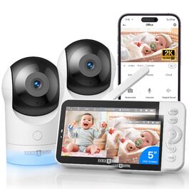 Відеоняня PARIS RHÔNE з 2 камерами, WiFi, 2K UHD, нічник, датчик руху/плачу, контроль температури та вологості, колискові