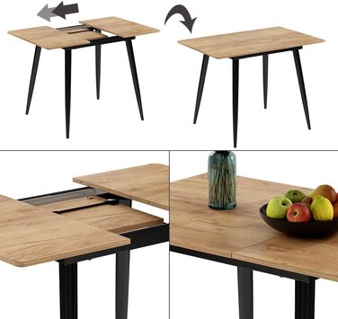 Розкладний стіл Vicco Esstisch Beaver з ефектом золотого дуба/чорного кольору, 80 x 70 см, для їжі та роботи