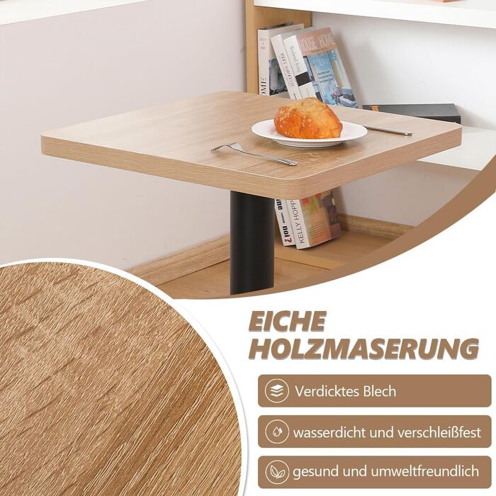 Дерев'яний кухонний стіл Mingone 80x80 см з металевими ніжками - для кухні, вітальні, балкону