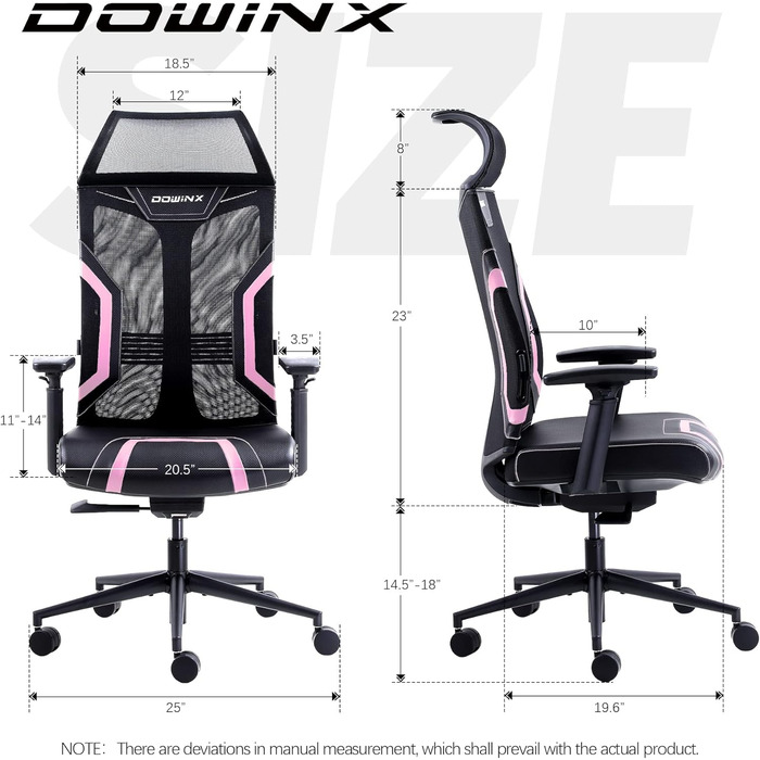 Ігровий крісло Dowinx для офісу та дому: ергономічний, з підлокітниками 3D, функцією гойдання, шкіра, поворотний, чорно-сірий