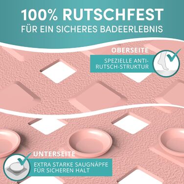 Протиковзкий килимок для ванни Engelbach 88x40 см, рожевий, BPA-free, з 2 гачками, для ванної, протигрибковий, машинне прання