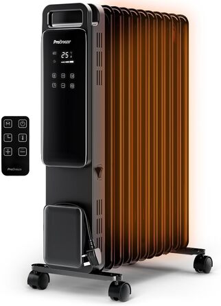 Електричний масляний радіатор Pro Breeze OmniWarm 2500W з 11 секціями, чорний - енергозберігаюча теплова панель з термостатом, таймером та захистом від перегріву
