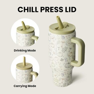 Термокружка-пляшка з нержавіючої сталі 900мл з ручкою та трубочкою – BPA-free, подвійні стінки, без витоку – для подорожей, офісу, навчання, спорту та як подарунок (дизайн «Кропива»)