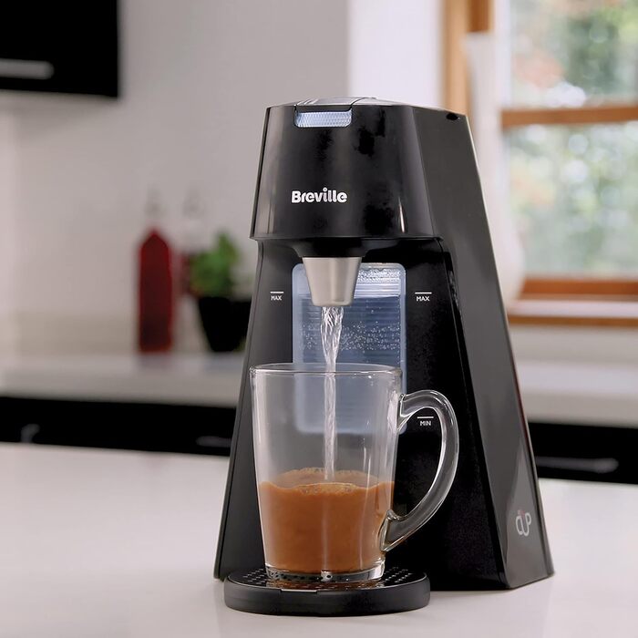 Breville HotCup - дозатор гарячої води 3 КВт, регульована висота чашки, 1,7 л, чорний, блискучий, VKT124