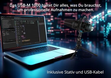 McGrey USB-M 1000 BK: Конденсаторний мікрофон для подкастів, стрімінгу та геймінгу. Чорний