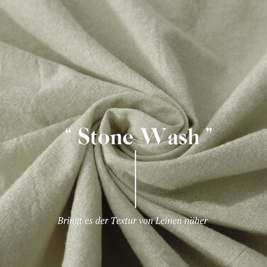 Набір постільної білизни SOULFUL 155x220, бавовна, з блискавкою, текстура як stone washed льон, 1.5 спальне ліжко, 2 шт. (Vintage Green)