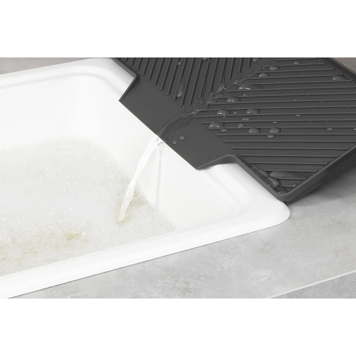 Килимок для посуду та столових приборів WENKO Neli, похила поверхня, рифлена структура, захист від подряпин, сірий, 20x3x40см