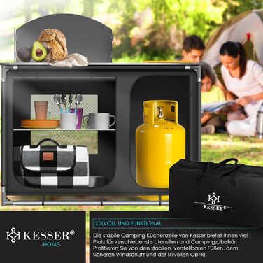 Кухонний бокс KESSER для кемпінгу F4 Anthrazit з алюмінієвою рамою та сумкою для перенесення