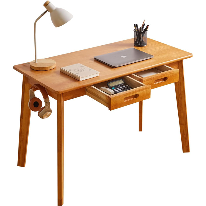 Дерев'яний письмовий стіл з шухлядою та вішалкою, 100 x 50 x 75 см, Колір вишневого дерева, YD-WD01N