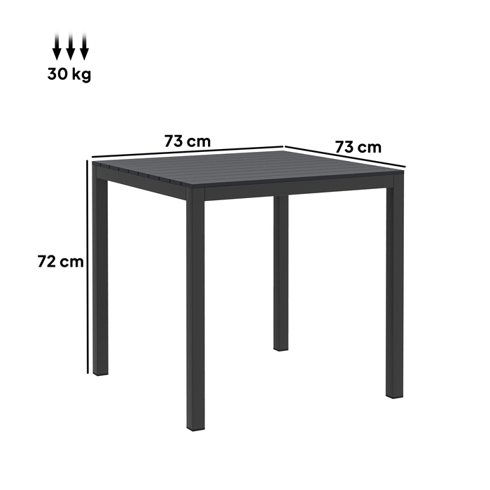 Outsunny Garden Table Алюміній 73x73 см Атмосферостійкий буфетний стіл з ефектом дерева, Кемпінговий стіл на 4 особи Нековзний балконний стіл Обідній стіл на відкритому повітрі для саду, патіо Балкон чорний