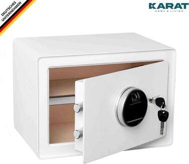 Сейф для меблів KARAT Tresor з датчиком відбитка пальця - 25 x 35 x 25 см, білий. Електронний та комбінаційний замок, настінний сейф для дому з ричагами (Murowa)