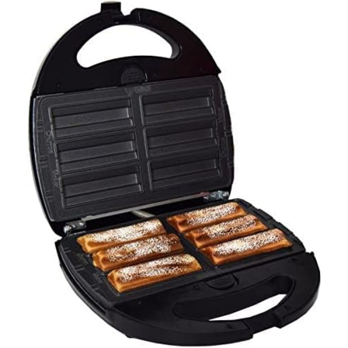 Вафельниця, тостер для сендвічів і паніні - зі змінними пластинами з антипригарним покриттям, 1300W-Churros Maker