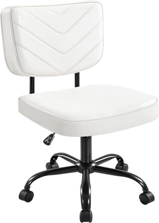 Крісло офісне Yaheetech з регульованою висотою сидіння, обертається на 360°, штучна шкіра, з роликами для офісу/вітальні, біле