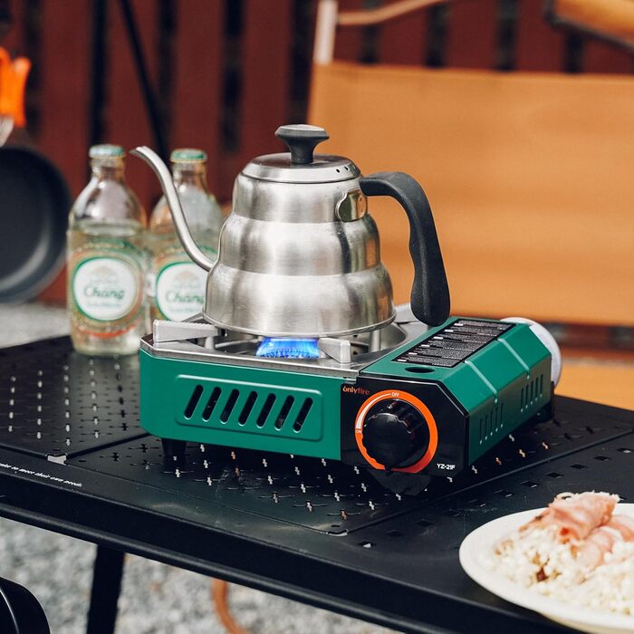 Портативний газовий набір для кемпінгу Onlyfire Klein з кейсом, 2000W, Piezo-запалювання, для походів та подорожей на автодомі, зелений