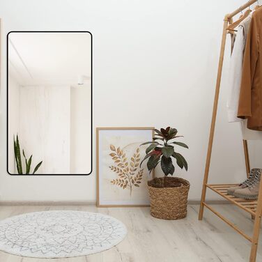 Дзеркало Boromal Spiegel Schwarz 100x60 см: прямокутне дзеркало з металевим каркасом для ванної кімнати, спальні, туалетного приміщення. Чорний колір.