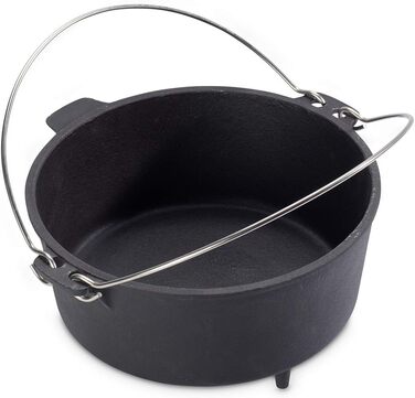 Нідерландський казанок Echtwerk Dutch Oven з чавуну, 4.9 л, готовий до використання, кришка-сковорода, для гриля, чорний, лімітована серія