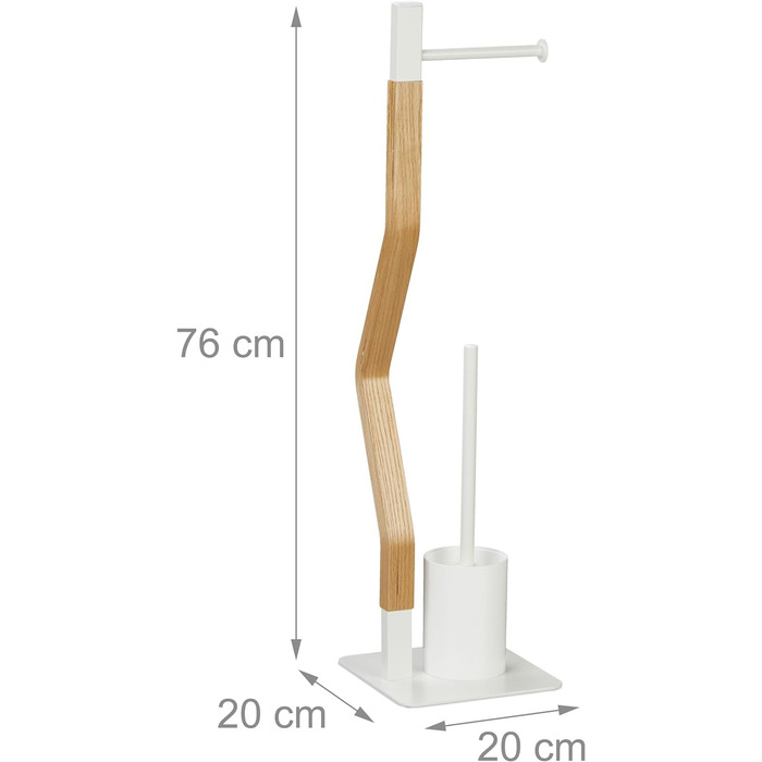 Туалетний набір Relaxdays, вертикальний тримач для туалетного паперу, йоржик для унітазу з тримачем для йоржика, HWD 76x20x20 см, білий/натуральний