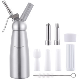 Професійний сифон для збивання вершків з 3 насадками, 500 мл (алюміній)