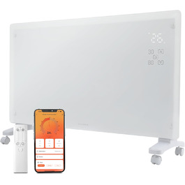 Конвектор електричний KLAMER Konvektor Pro 2500W з Wi-Fi, керуванням через додаток та таймером, режими ECO та Frostschutz, LED-дисплей, захист від перегріву, для дому та спальні, білий, настінний/підлоговий