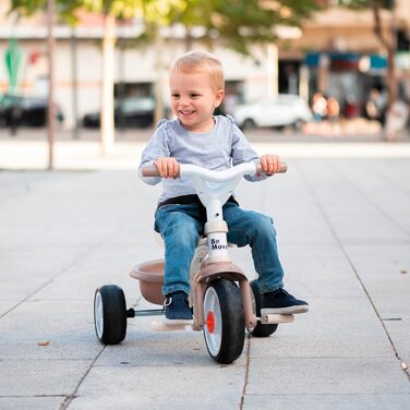 Триколісний велосипед Smoby Be Move Beige з ручкою-штовхачем, ременем безпеки, металевим каркасом та педальним механізмом, для дітей від 15 місяців