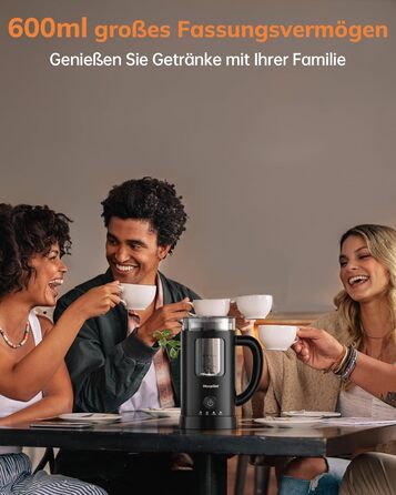 Електричний піноутворювач для молока Morpilot 4-в-1, 550W, 600мл, чорний