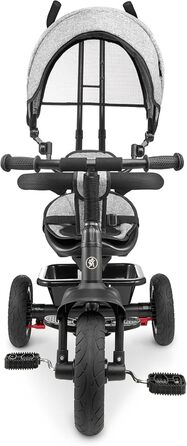 Триколісний велосипед HyperMotion з ручкою для батьків 3-в-1, сірий - для дітей від 1 до 4 років (до 20 кг)