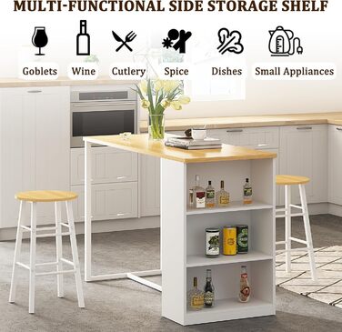 Набір барного столу та табуреток Soges: стіл, 2 барні табурети, полиця для зберігання (91x49.5x91 см)