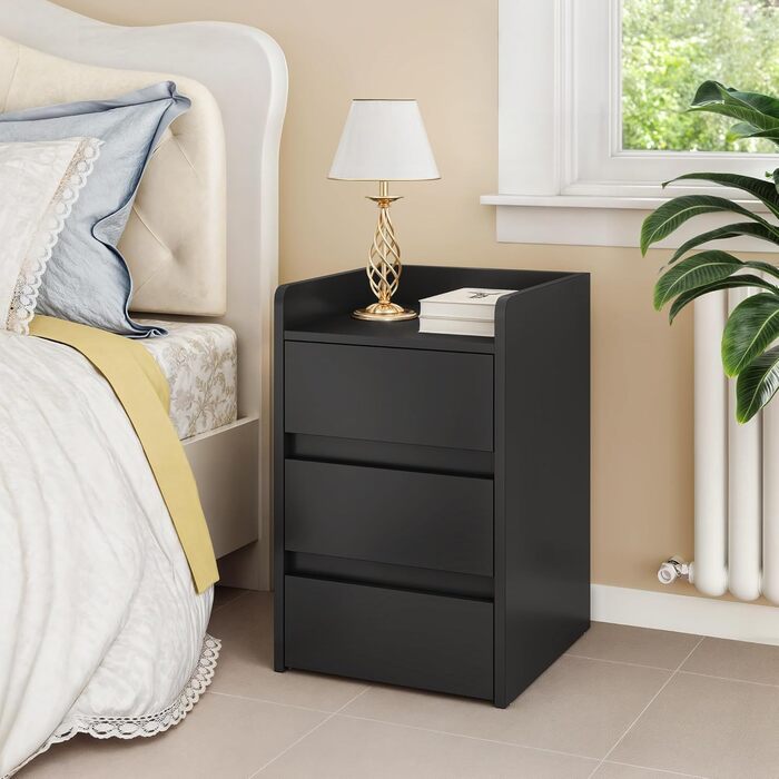 Приліжкові тумбочки YITAHOME (2 шт) з металевими ніжками та ручками, білий колір, 3 висувні ящики, 35 x 40 x 59 см, для спальні та вітальні