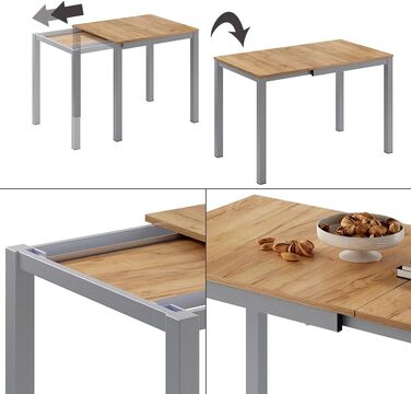 Розсувний стіл Vicco Esstisch Granny, дуб/сірий, 120 x 70 см, розтягується до 80-120 x 76 x 70 см