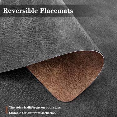 Набори серветок Pixieora для столу (4 шт.) з екошкіри, миючі, з підставками під тарілки, сірий та світло-коричневий кольори