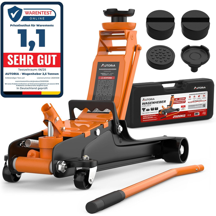 Гідравлічний домкрат Wagenheber 2.5T низький профілю для легкових авто та кліренсу, до 2500 кг (Помаранчевий)