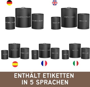 Коробки для зберігання картоплі, цибулі та часнику (набір 3 шт.) - Коробки для овочів з вентиляційними отворами, матовий чорний