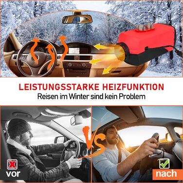 Дизельний обігрівач 8kW 12V з Bluetooth, LCD дисплеєм та пультом дистанційного керування для автодому, авто, човна, каравану, червоний