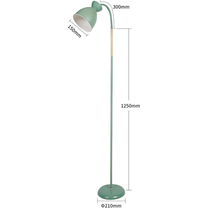 Світлодіодний торшер Amdelne, стельовий омийник 159см, розетка E27, 60 Вт, 1 полум'я, зелений, для вітальні та спальні