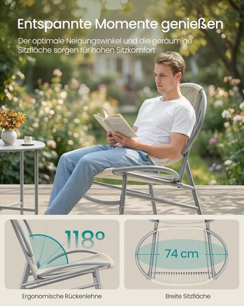 Набір садових меблів SONGMICS з поліротану для балкона та тераси: стіл та 2 крісла (Таубеграу)