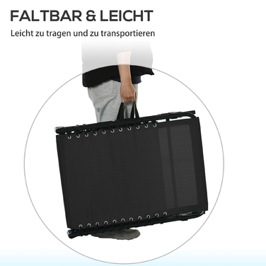 Шезлонг, розкладний, з дихаючою оббивкою, металевий каркас, 197 x 58 x 76 см, чорний