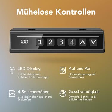 Регульований стіл HUANUO з пам'яттю висоти, електричний стіл для дому, офісу та комп'ютера, стоячий стіл (темно-горіховий, 160 x 80 см)