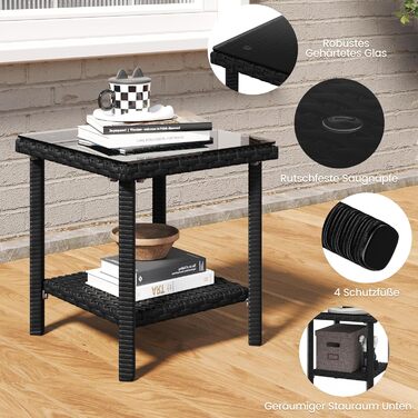 Садовий набір меблів Yaheetech 5 предметів: 2 крісла, 2 пуфи, столик для балкона та тераси (чорний та сірий)