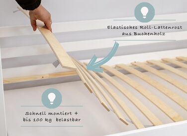 Ліжко дитяче Kinderbett Bodenbett 90x200 см з бортиком та ламелями Montessori, ліжко-гойдалка для дітей та підлітків, 4-18 років, колір натуральний