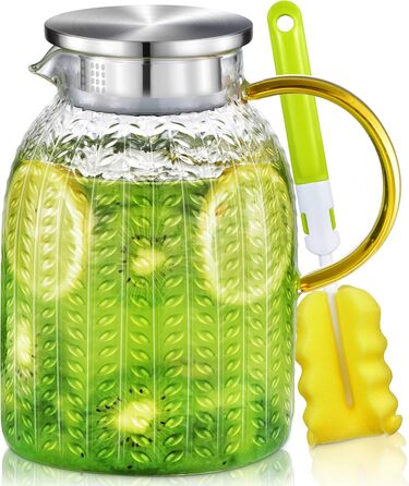 Скляна карафа Aofmee 2 літри з кришкою: для води, соку, айс-ті, преміум якість