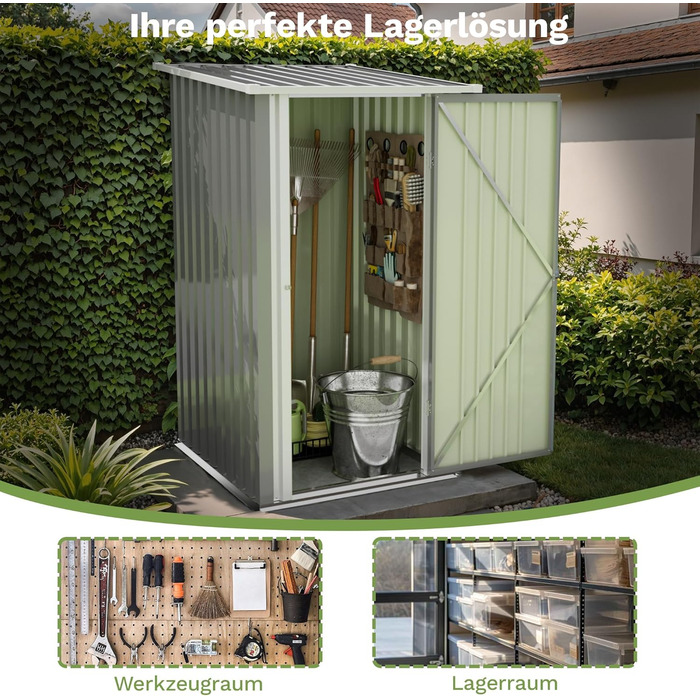Сарай для інструментів Devoko Metall Gerätehaus 96x98x160 см, сталевий, з похилим дахом, сірий. З рукавичками, замикається.