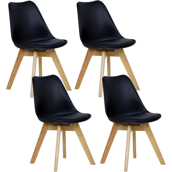 Крісла для їдальні WOLTU, 4 шт. в наборі, скандинавський стиль, штучна шкіра, масивне дерево, до 150 кг