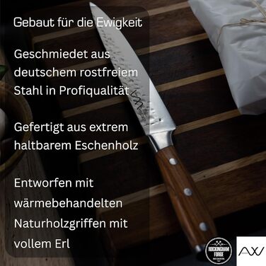 Набір кухонних ножів Rockingham Forge Ashwood 8 предметів з дерев'яною ручкою, точилка та ножиці – професійні ножі з нержавіючої сталі, преміум якість
